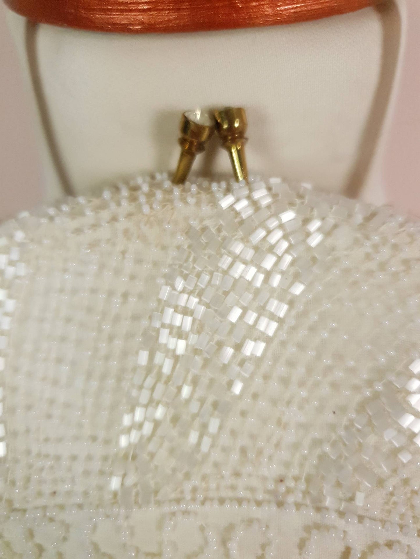 Stunning Sparkly Vintage 1960s White Beaded Evening Bag