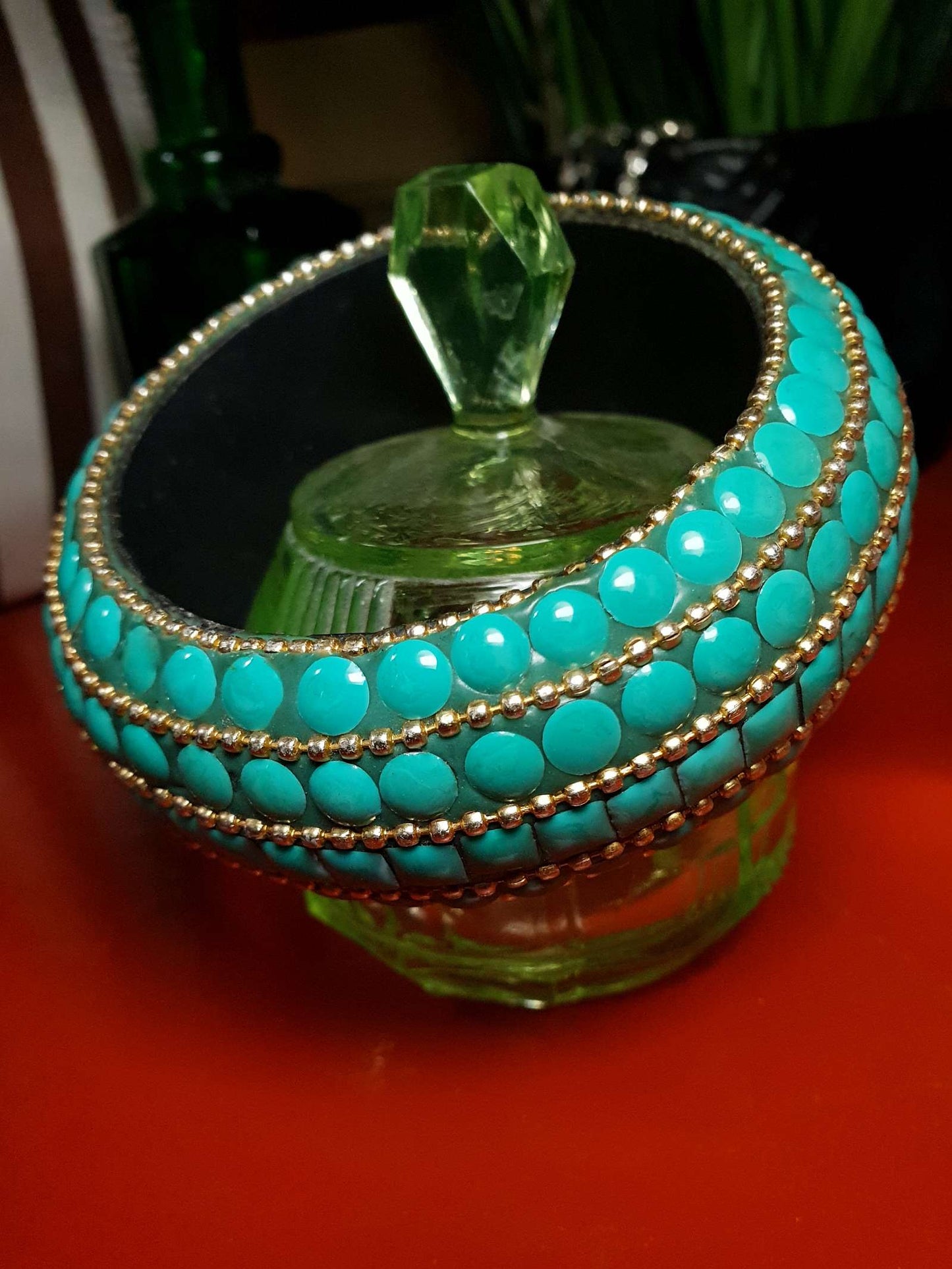 Vintage 1970s Boho Bangle Bracelet Turquoise Ceramic Bohemian