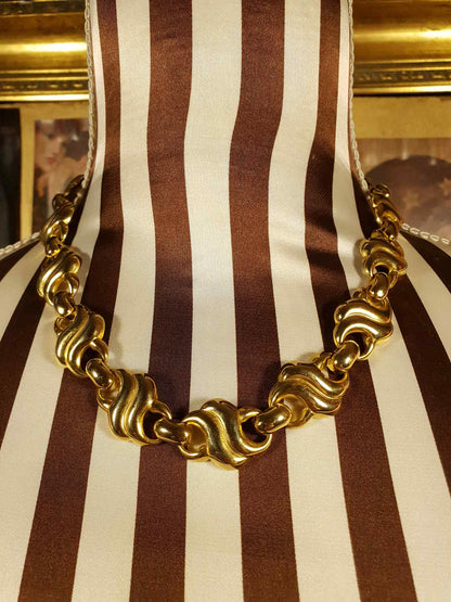 Vintage 1980s Gold Tone Choker Necklace 18" Scroll