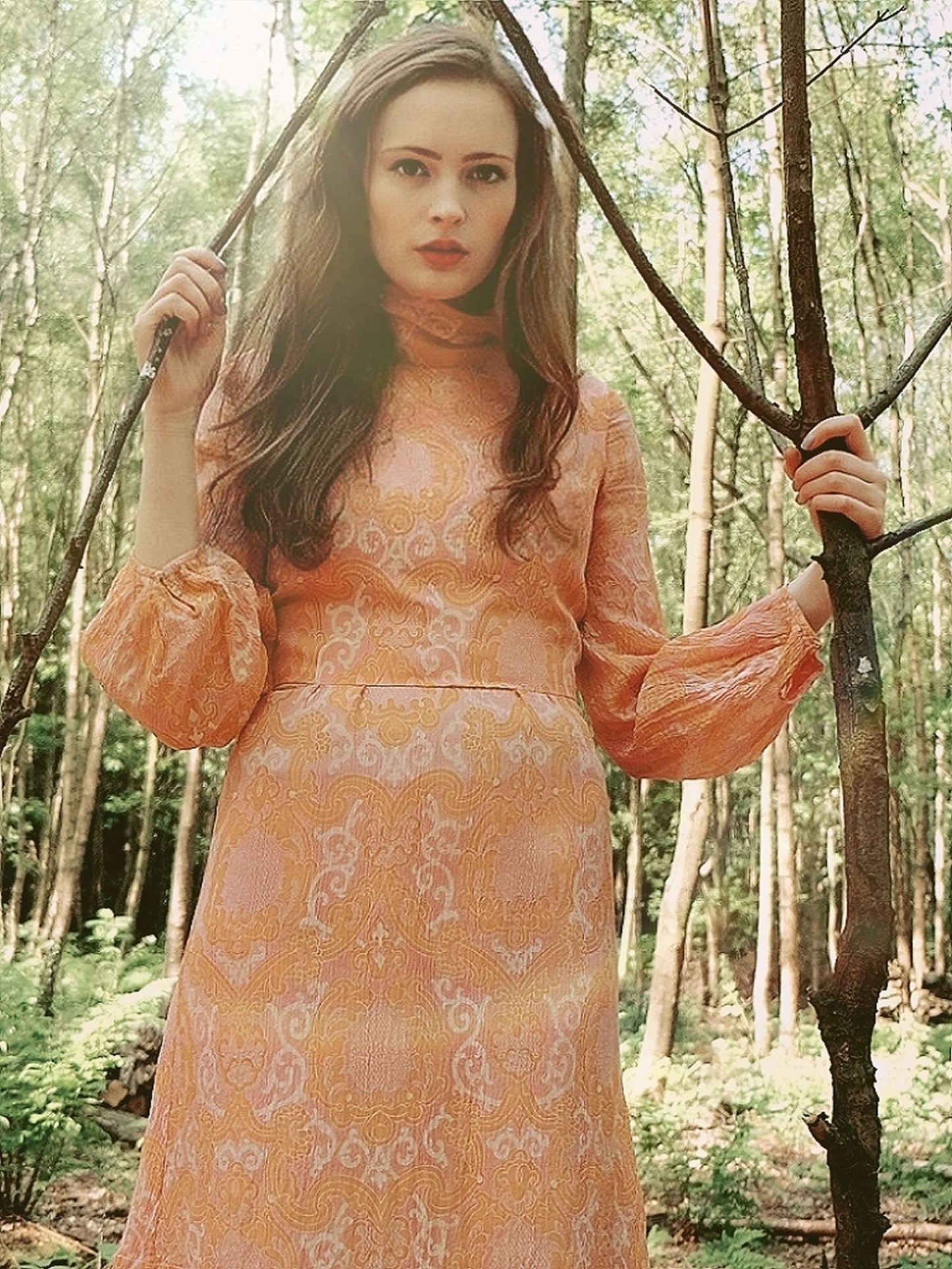 Gorgeous 1960s Pink & Tangerine Dream Floaty Chiffon Dress - Size 10