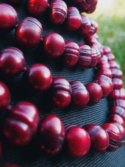 Pre-Loved Long String Of Japanese Freshwater Cranberry Pearls -  Flapper Pearl Necklace