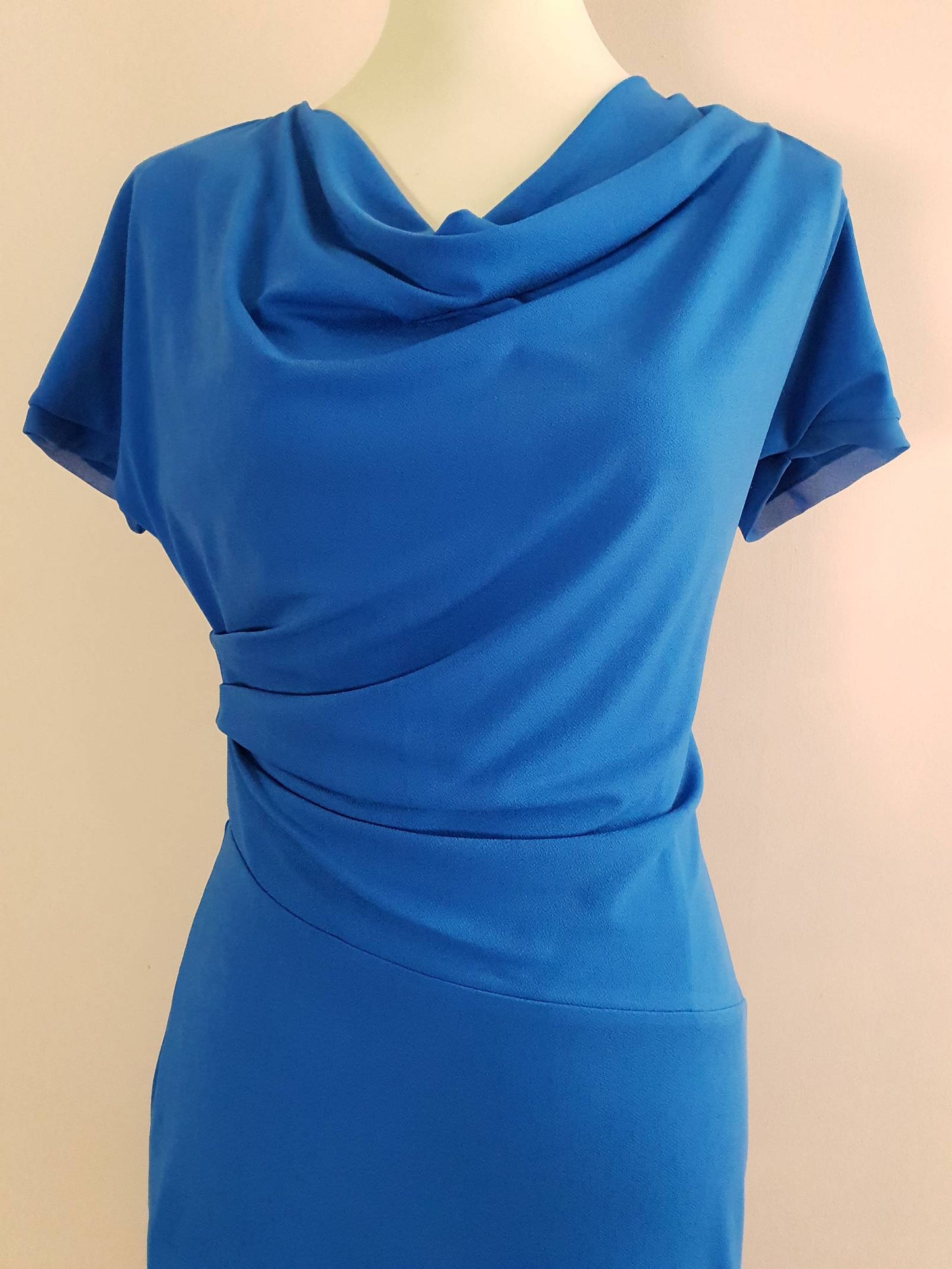 Pre-Loved Pretty Azure Blue Draped Dress - Size 12