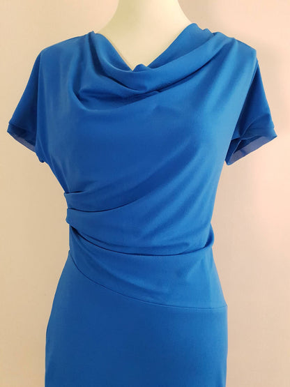 Pre-Loved Pretty Azure Blue Draped Dress - Size 12