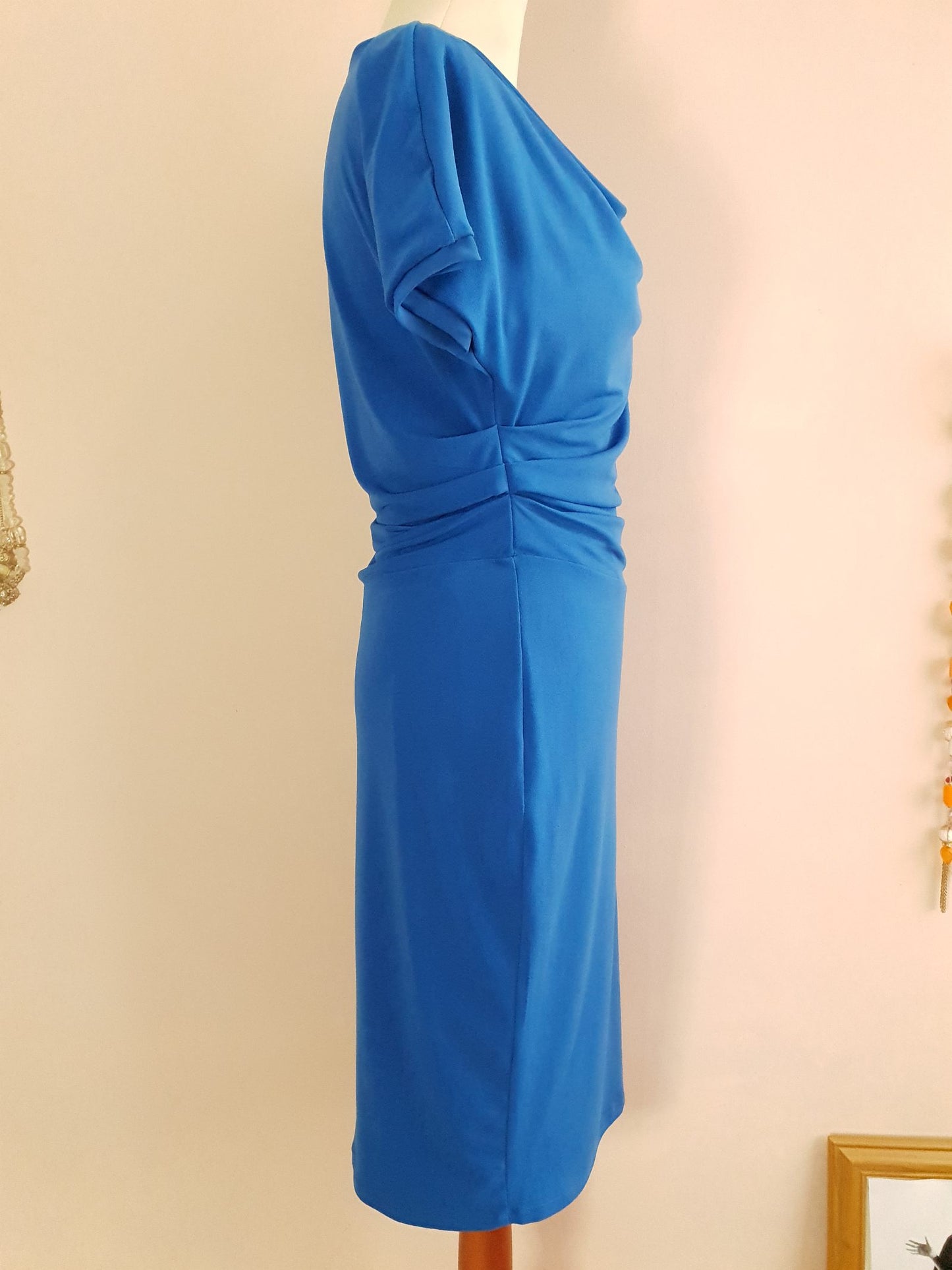 Pre-Loved Pretty Azure Blue Draped Dress - Size 12