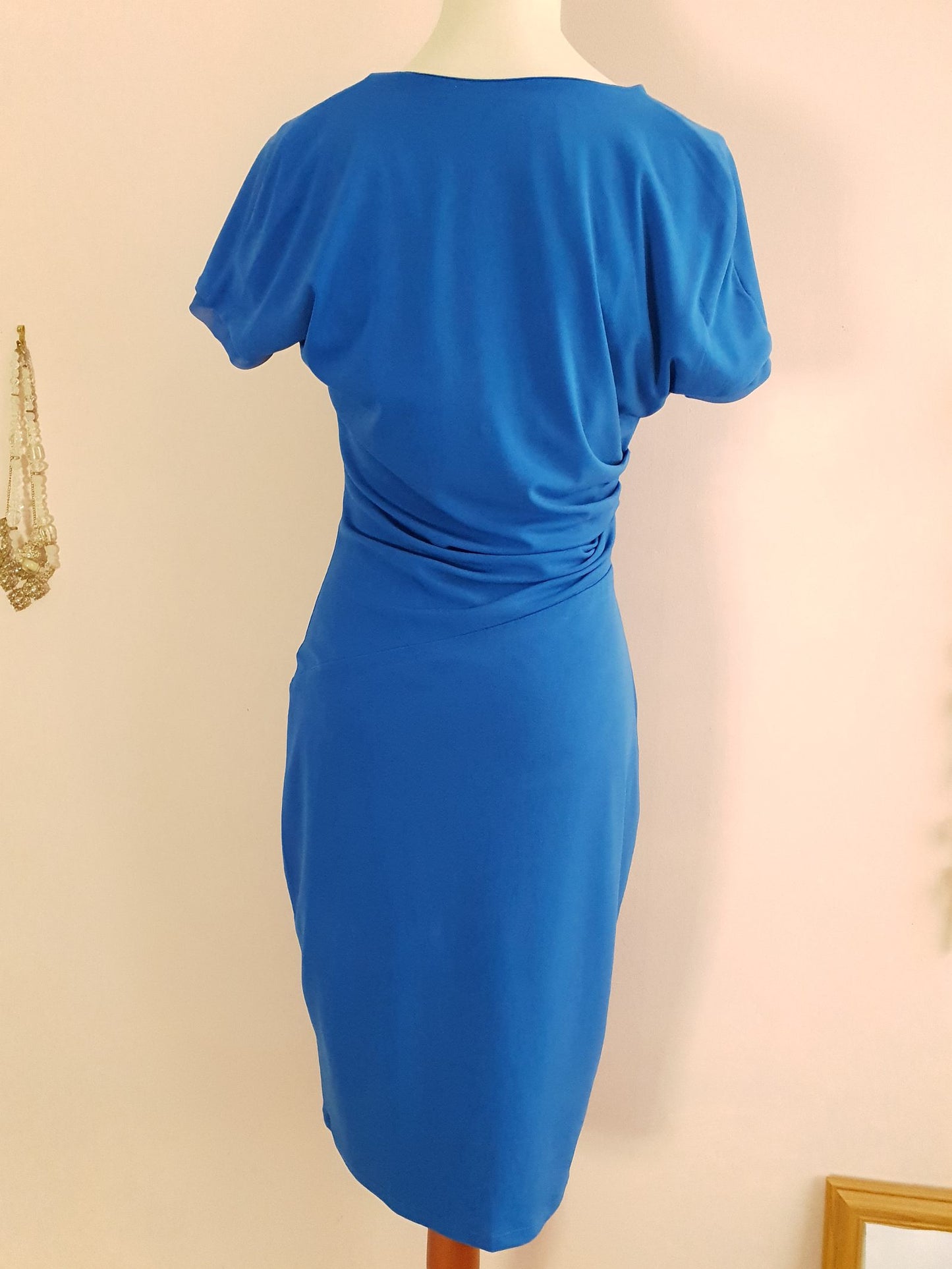 Pre-Loved Pretty Azure Blue Draped Dress - Size 12