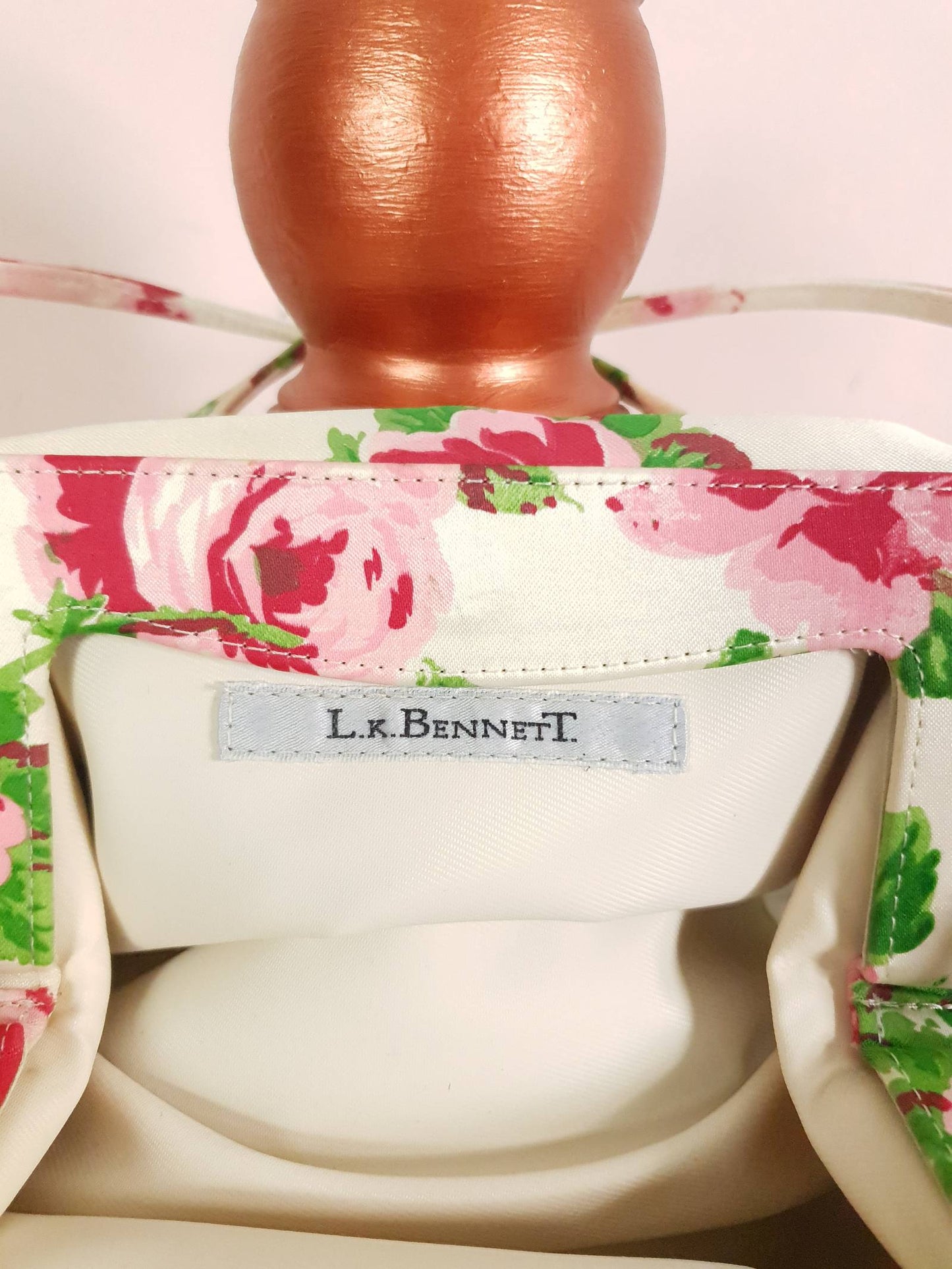 Vintage LK Bennett Rose Handbag Silk Evening Bag Top handle Wedding