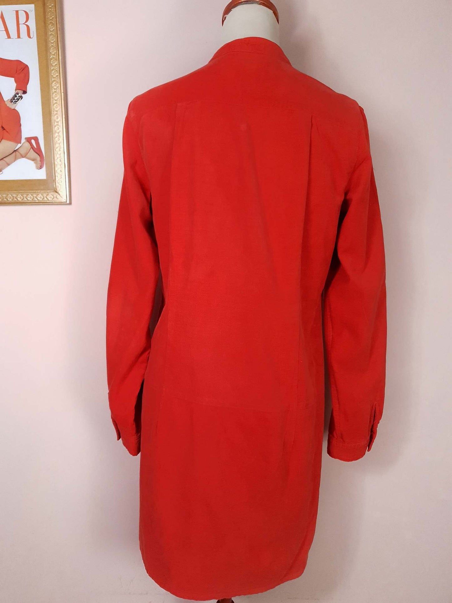 English Classics - Pre-Loved Y2K Laura Ashley Orange Corduroy Mini Dress - Size 12/14