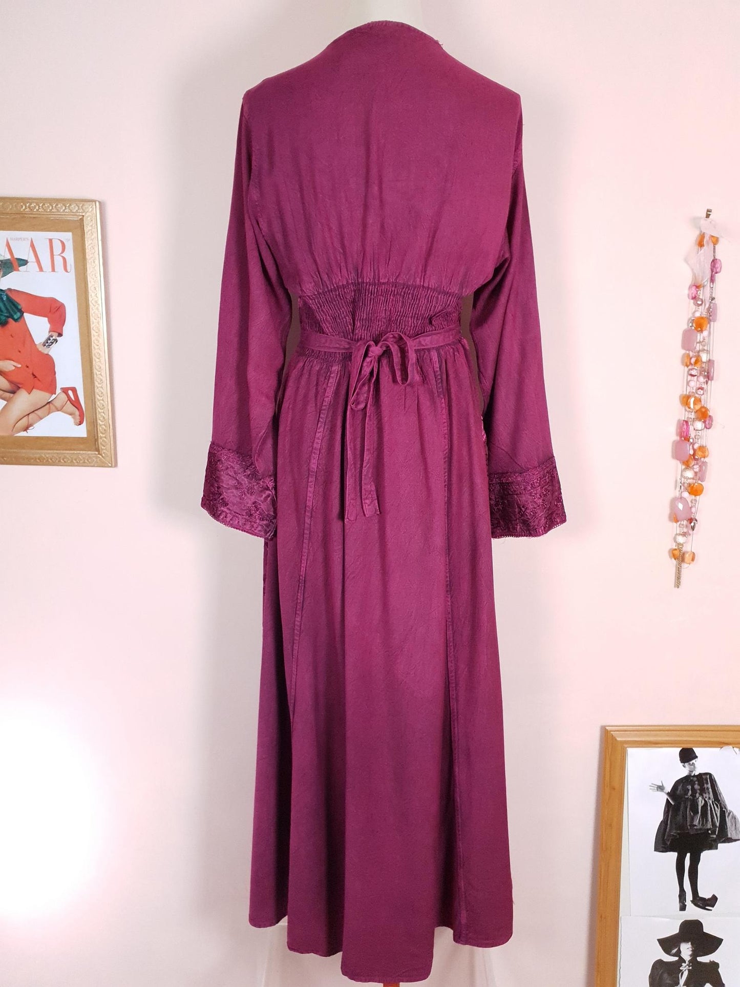 Maroon Boho Embroidered Maxi Dress - Pre-Owned Size 12/14