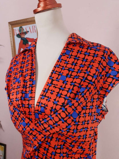 Pre-Loved Orange and Blue Samantha Sung Dress - Size 14