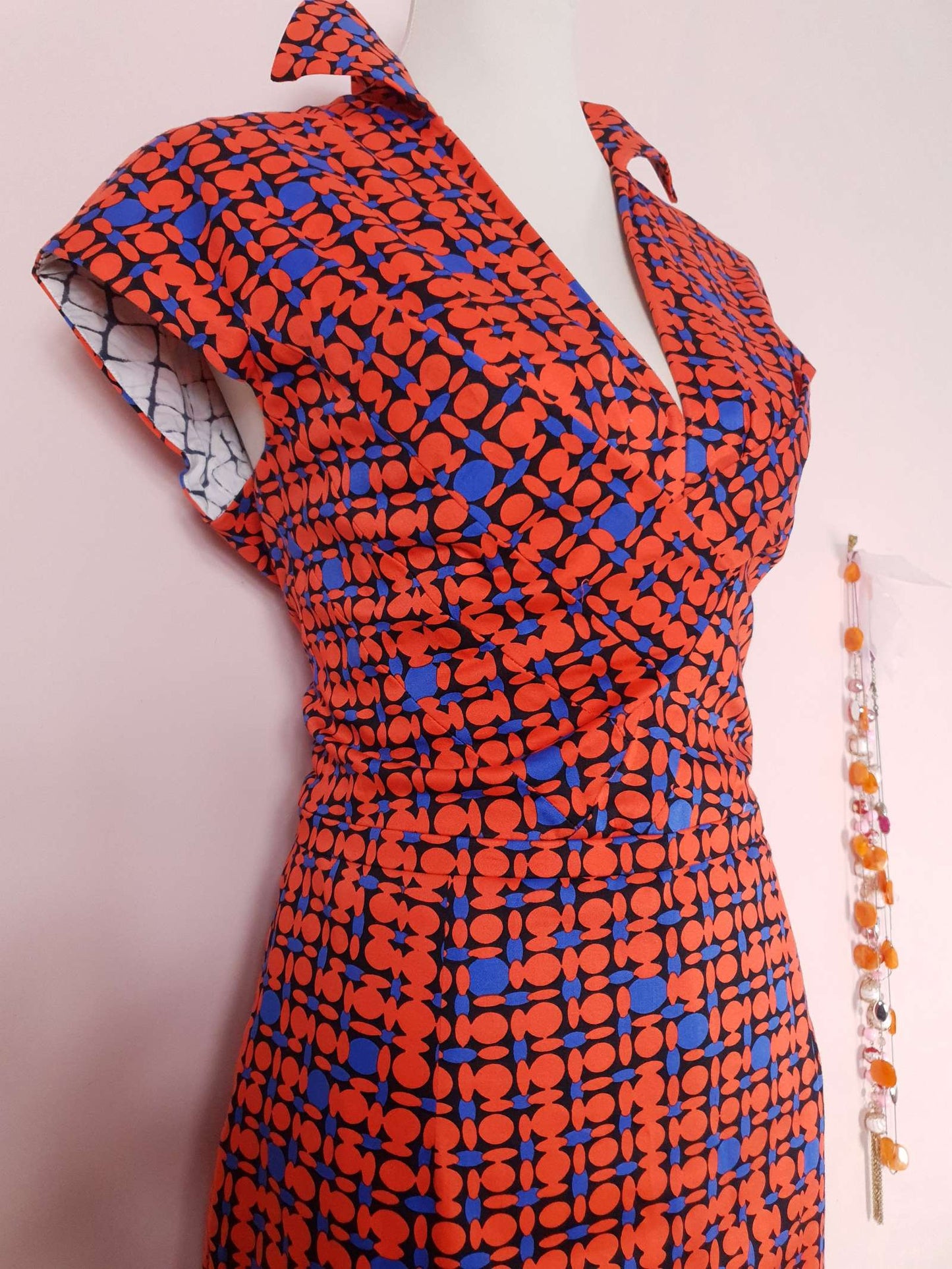 Pre-Loved Orange and Blue Samantha Sung Dress - Size 14