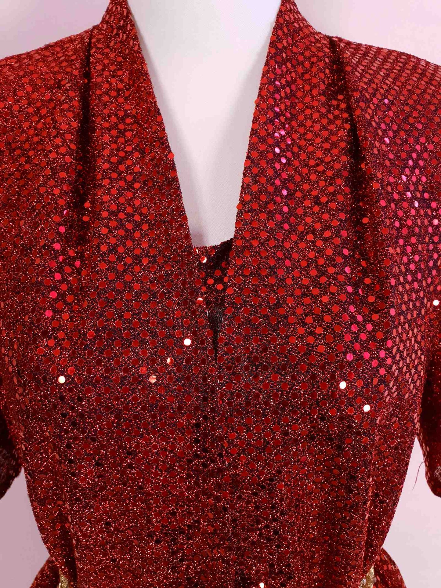 Dazzling Vintage 1980s Red Sparkly Glitter Sequin Top - Oversize