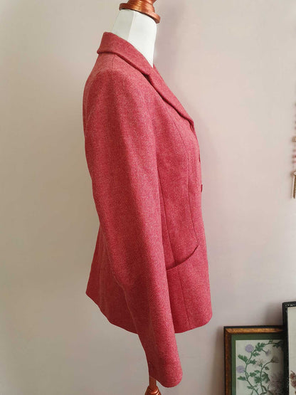 English Classics - Vintage Laura Ashley Pink Wool Tweed Jacket - Size 14