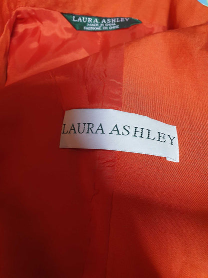 Vintage Laura Ashley Orange Jacket Blazer Silk & Linen - Size 8