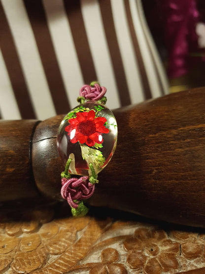 Vintage Lucite Floral  Boho Bracelet Bohemian Flower