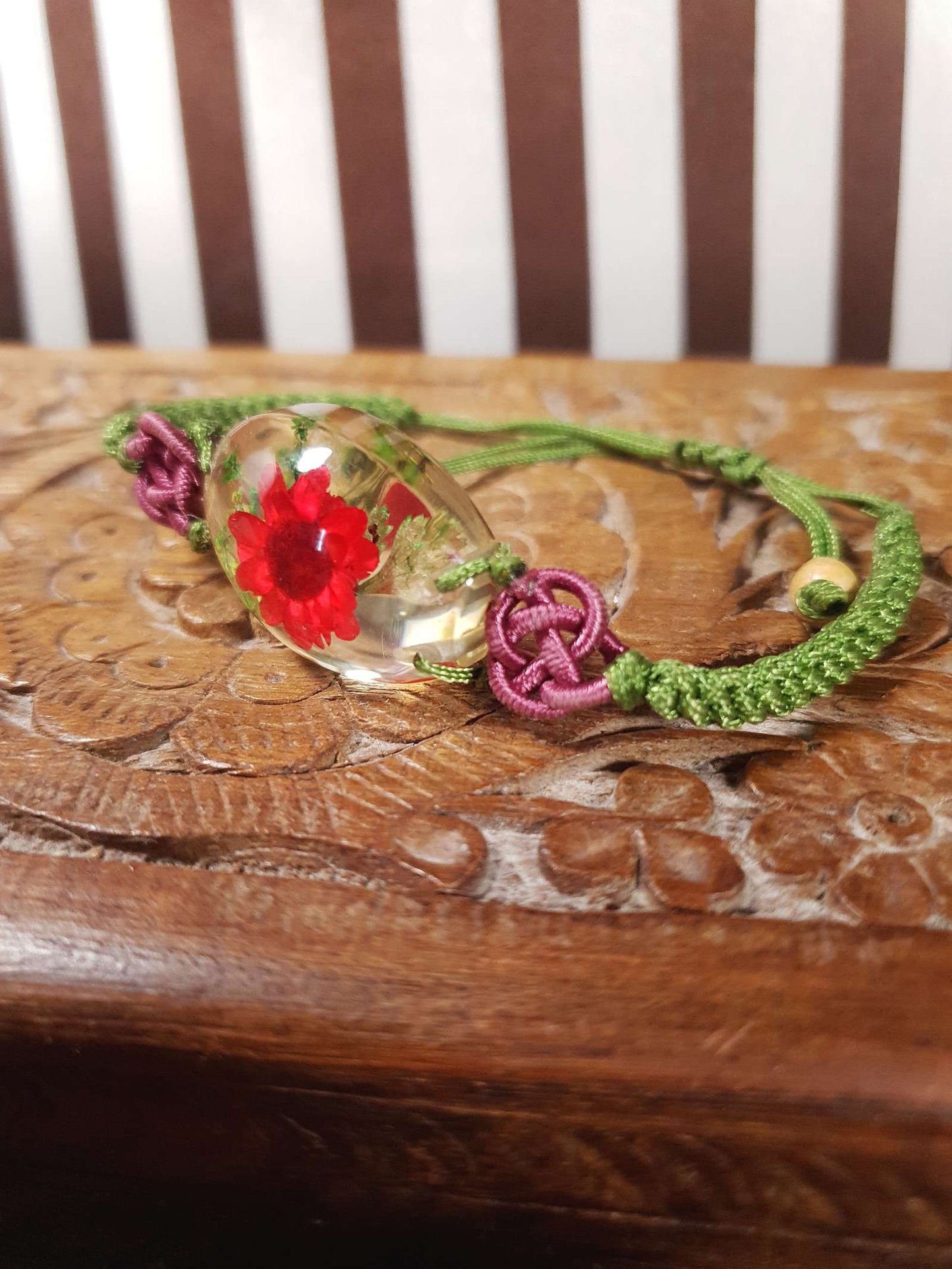 Vintage Lucite Floral  Boho Bracelet Y2K Bohemian Flower