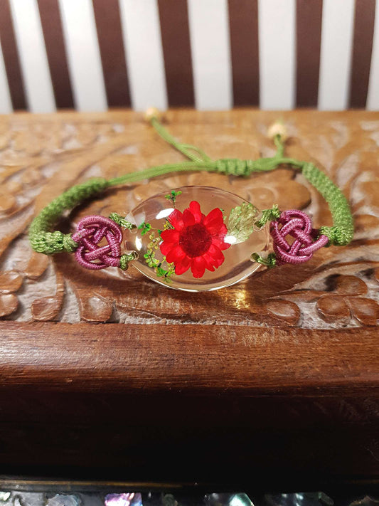 Vintage Lucite Floral  Boho Bracelet Bohemian Flower