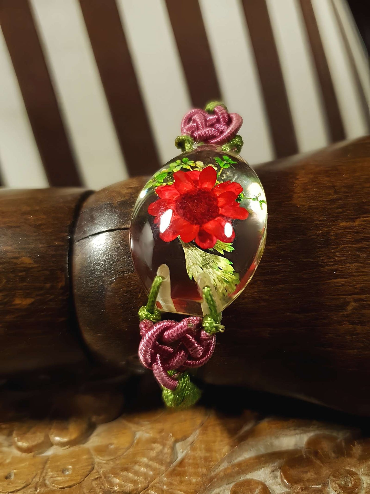 Vintage Lucite Floral  Boho Bracelet Y2K Bohemian Flower