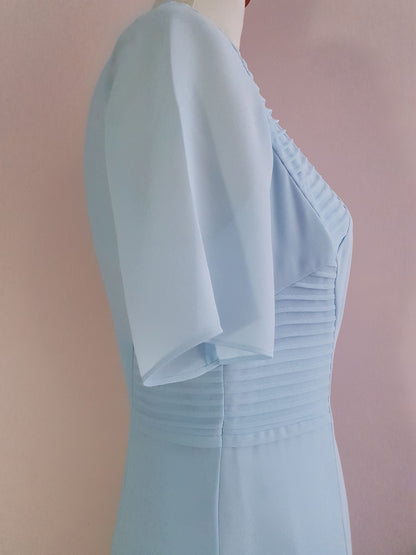 Pretty Pre-Loved Pale Blue Chiffon Dress - Size 8