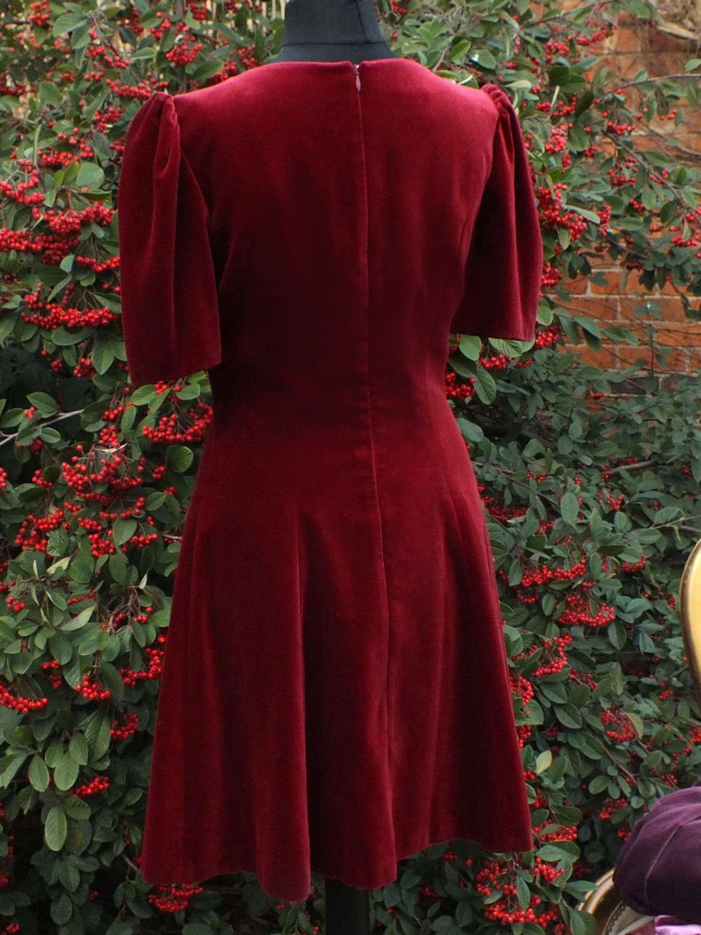 English Classics - Delightful Pre-Loved Laura Ashley Red Velvet Mini Dress - Size 10/12