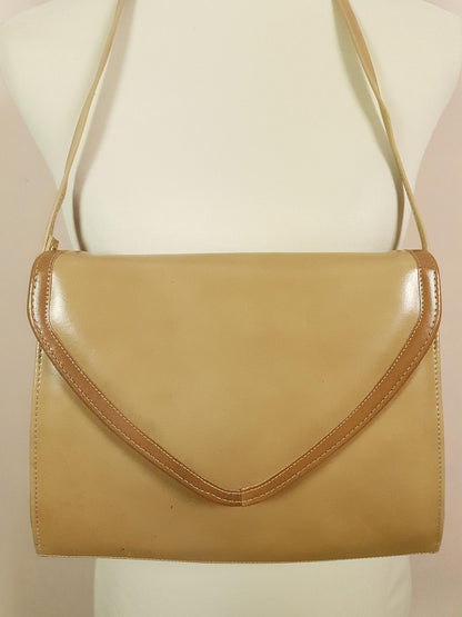 Vintage 1970s Tan Brown Shoulder Bag Handbag