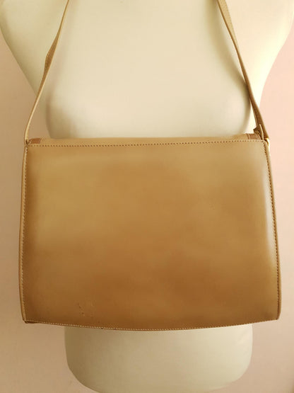 Vintage 1970s Tan Brown Shoulder Bag Handbag